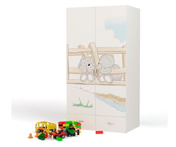 Шкаф 2-х дверный "Bears" белый с мишками