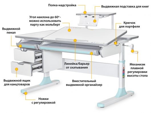 Детский стол Hamilton Multicolor с полкой (BD-680 + S-50)