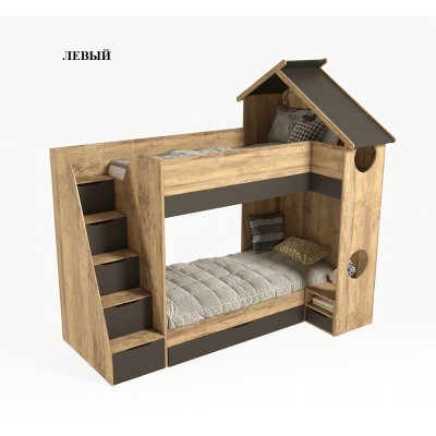 Кровать Домик 2х ярусная с тумбой