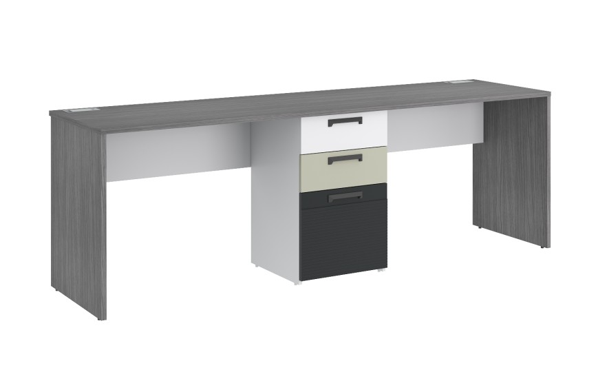 Стол Сплит на два рабочих места с тумбой Стол Сплит на два рабочих места с тумбой
