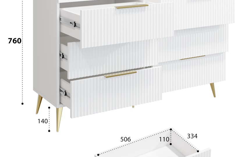 Комод Афина АФ-05 белый бриллиант/бланж