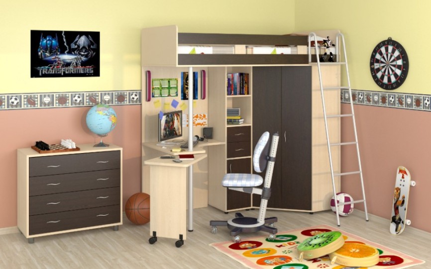 Кровать чердак Теремок М 85