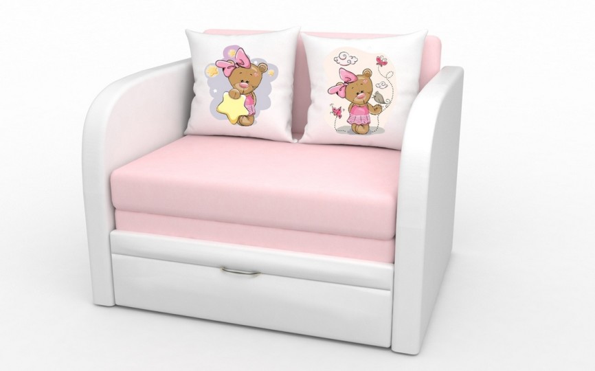Диван Мультик Мишки белый с розовым 