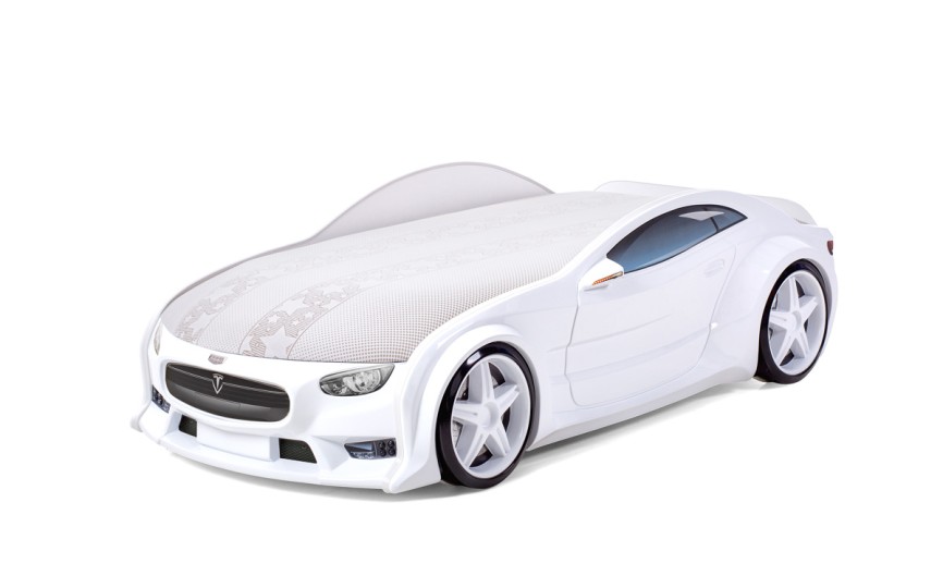 Кровать-машина объемная NEO "Тесла" белая