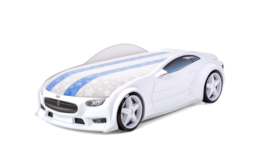 Кровать-машина объемная NEO "Тесла" белая