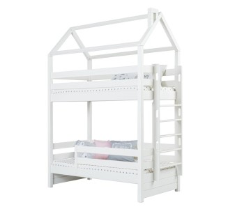 Кровать двухъярусная с продольной крышей, лестница с торца Тимберика Кидс N16