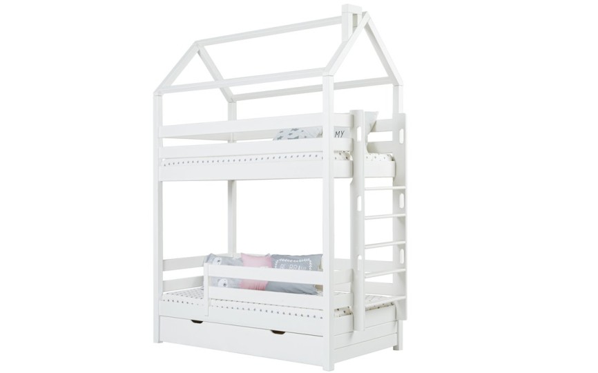 Кровать двухъярусная с продольной крышей, лестница с торца Тимберика Кидс N16