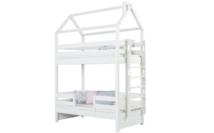 Кровать двухъярусная с продольной крышей, лестница с торца Тимберика Кидс N16