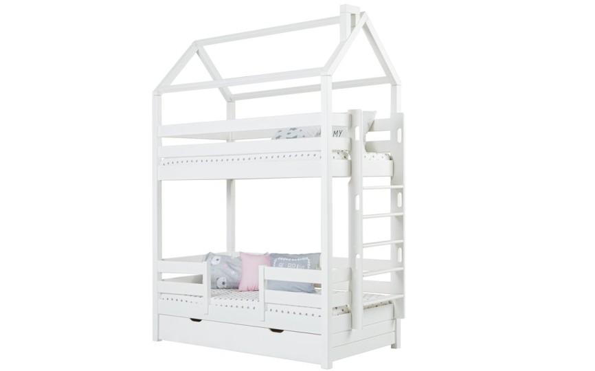 Кровать двухъярусная с продольной крышей, лестница с торца Тимберика Кидс N16