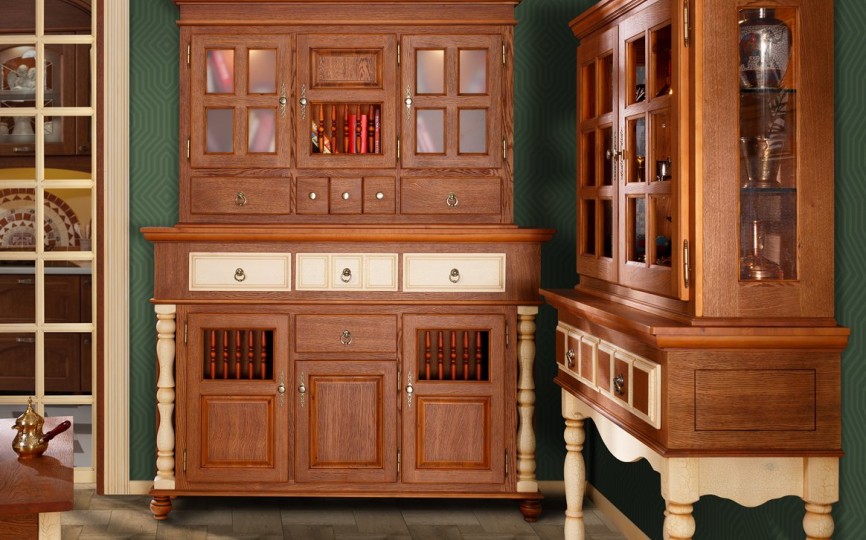 Буфет трехдверный Валенсия 2-20 на круглых ножках