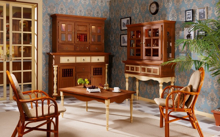 Буфет трехдверный Валенсия 2-20 на круглых ножках