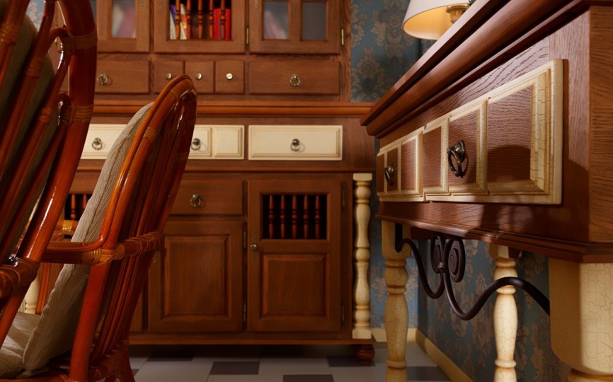 Буфет трехдверный Валенсия 2-20 на круглых ножках