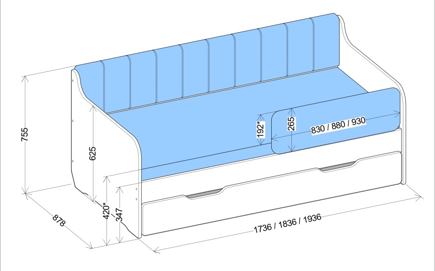 Кровать мягкая "Сити" 170 с дополнительным спальным местом Кровать мягкая "Сити" 170 с дополнительным спальным местом