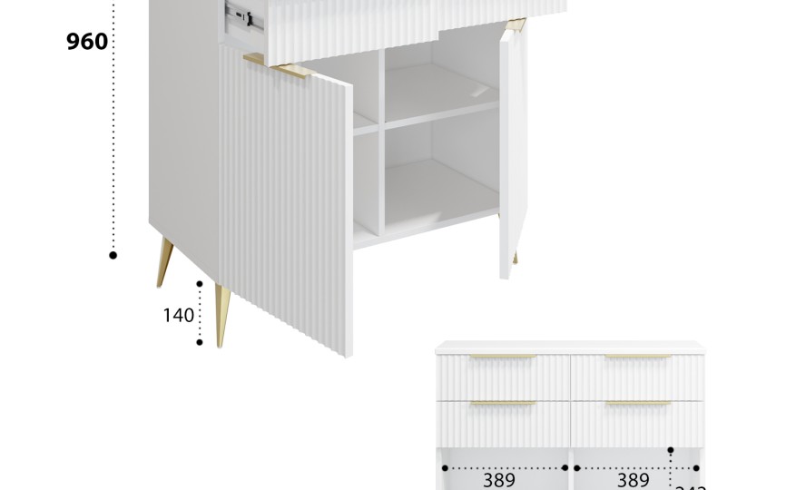 Комод Афина комбинированный АФ-06 белый бриллиант/бланж