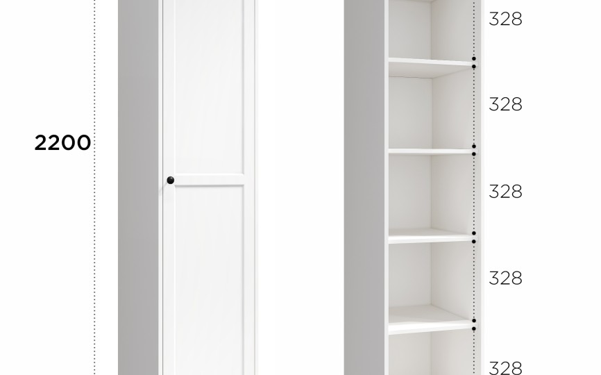 Шкаф-пенал Вильям ВМ-10 белый бриллиант/бланж