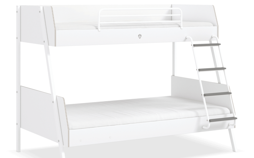 Кровать двухъярусная White широкая (серые ступеньки)