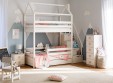 Кровать двухъярусная с продольной крышей, с лестницей-комодом Тимберика Кидс N18