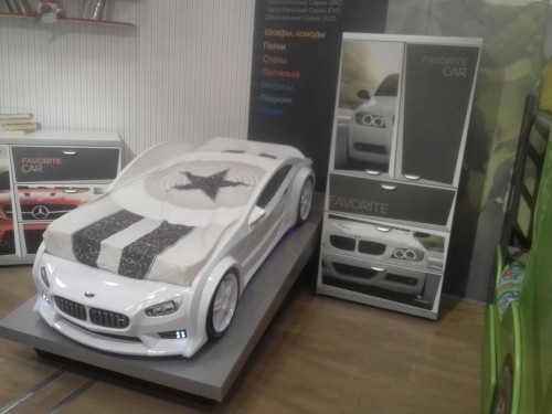 Комплект постельного белья для машинок-кроваток (белый)    