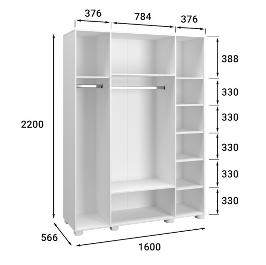 Шкаф комбинированный «Монблан» МБ-25К