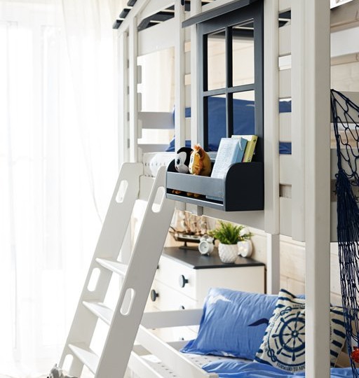 Кровать двухъярусная с надстройкой домиком, с наклонной лестницей Тимберика Кидс N20