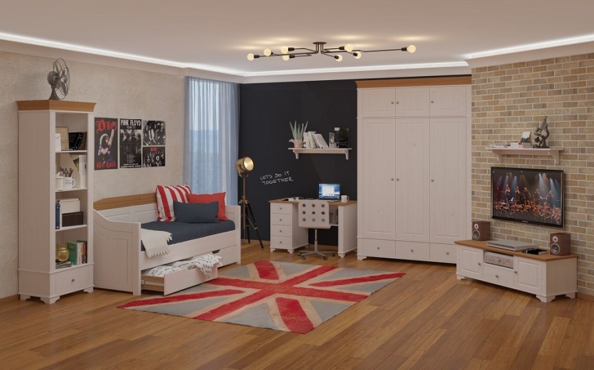 Белая комната для подростка "Бейли" из массива №2