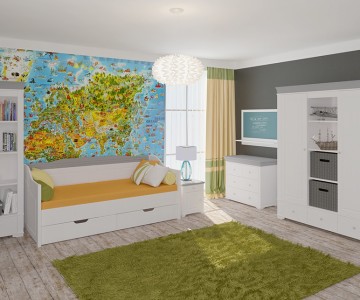 Белая комната для подростка "Бейли" из массива №2 Белая комната для подростка "Бейли" из массива №2