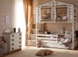 Кровать двухъярусная с надстройкой домиком, с лестницей-комодом Тимберика Кидс N21