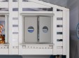 Кровать двухъярусная с надстройкой домиком, с лестницей-комодом Тимберика Кидс N21