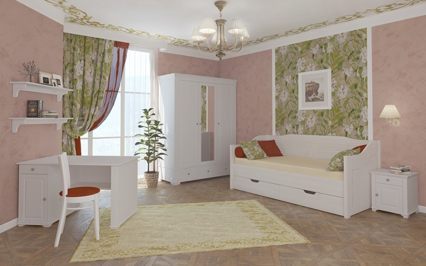 Белая комната для подростка "Бейли" из массива №3