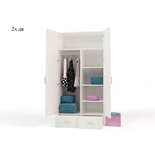 Шкаф 2-х дверный "Formula" белый для мальчика 