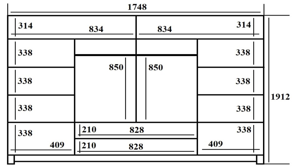 Шкаф 4-х дверный Наоми 12, с двумя ящиками Шкаф 4-х дверный Наоми 12, с двумя ящиками