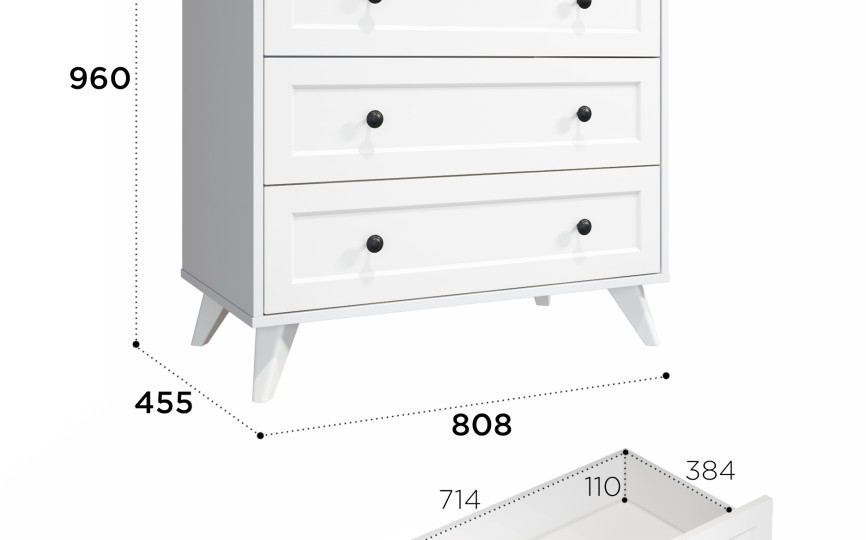 Комод Вильям ВМ-12 белый бриллиант/бланж