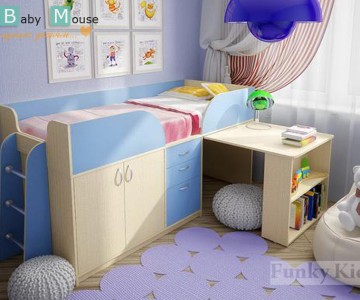 Детская кровать чердак с рабочей зоной "Фанки Кидз-10" (Азбука Мебели)