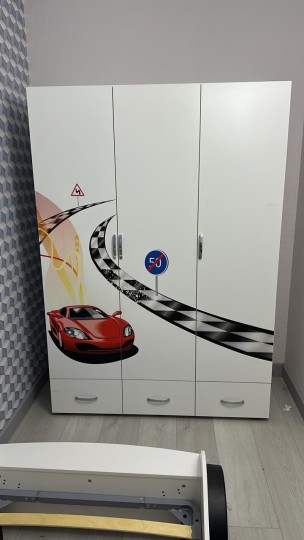 Шкаф 3-х дверный "Formula" белый для мальчика 