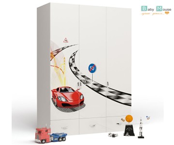 Шкаф 3-х дверный "Formula" белый для мальчика 