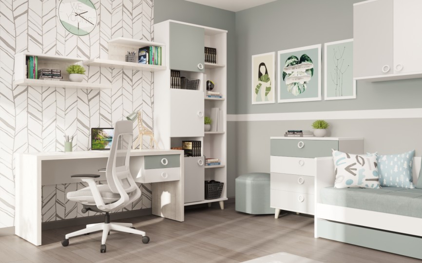 Стол прямой с ящиками Смарти Вайт 