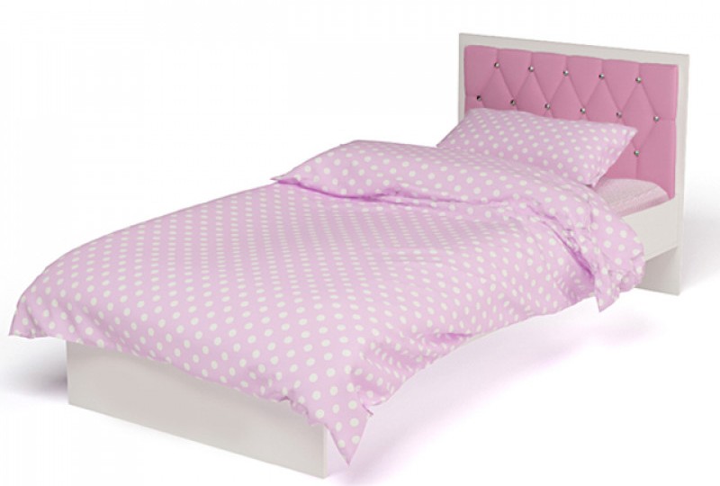 Кровать классик "Фея" с белым или розовым изголовьем и стразами Swarovski