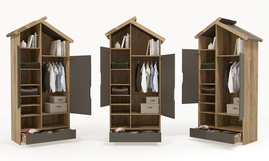 Шкаф 2х дверный высокий из серии Домик 