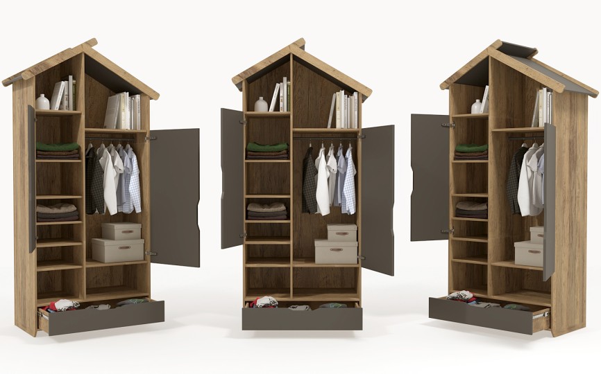 Шкаф 2х дверный высокий из серии Домик 