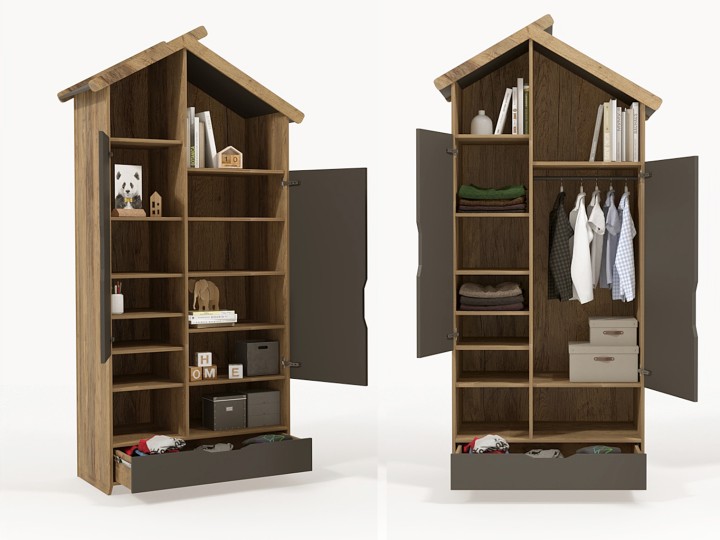 Шкаф 2х дверный высокий из серии Домик 