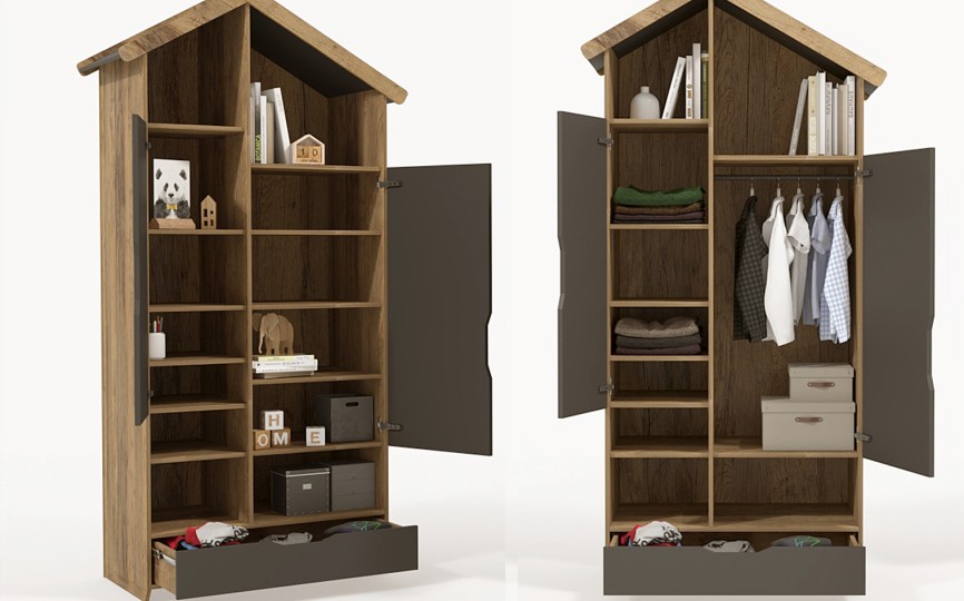 Шкаф 2х дверный высокий из серии Домик 