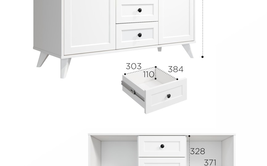 Комод Вильям комбинированный ВМ-13 белый бриллиант/бланж