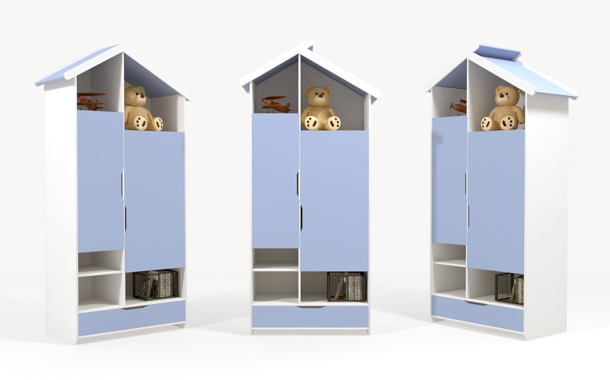 Шкаф 2х дверный высокий из серии Домик Белый Шкаф 2х дверный высокий из серии Домик Белый