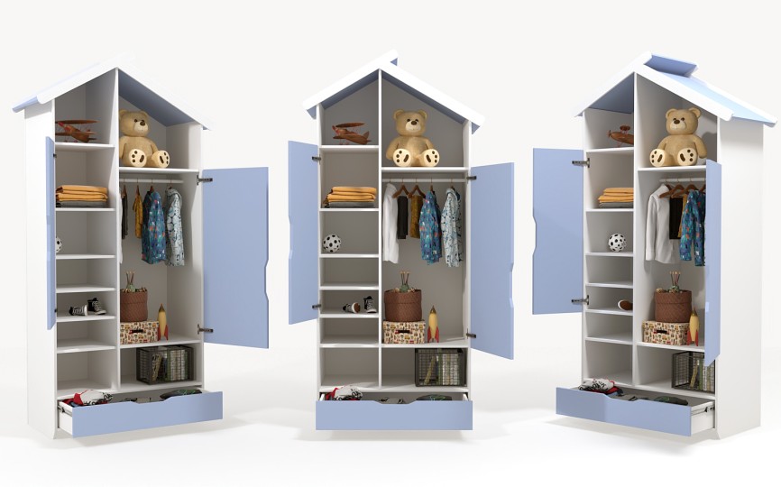 Шкаф 2х дверный высокий из серии Домик Белый Шкаф 2х дверный высокий из серии Домик Белый