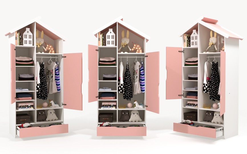 Шкаф 2х дверный высокий из серии Домик Белый Шкаф 2х дверный высокий из серии Домик Белый