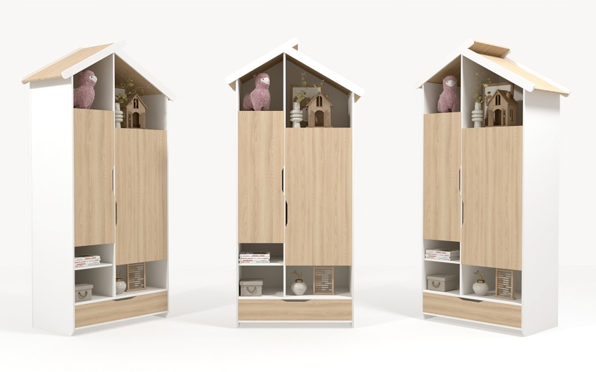 Шкаф 2х дверный высокий из серии Домик Белый Шкаф 2х дверный высокий из серии Домик Белый