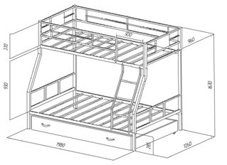 Металлическая двухъярусная кровать "Гранада 1ПЯ"