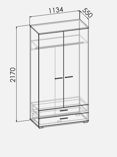Шкаф 2-х створчатый Сплит с ящиками Ш2.М Шкаф 2-х створчатый Сплит с ящиками Ш2.М