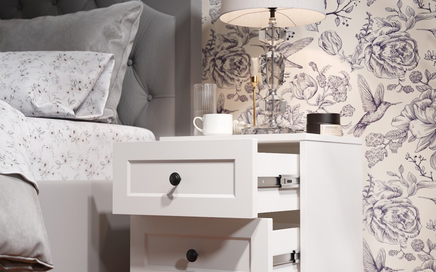 Тумба прикроватная Вильям ВМ-14 белый бриллиант/бланж