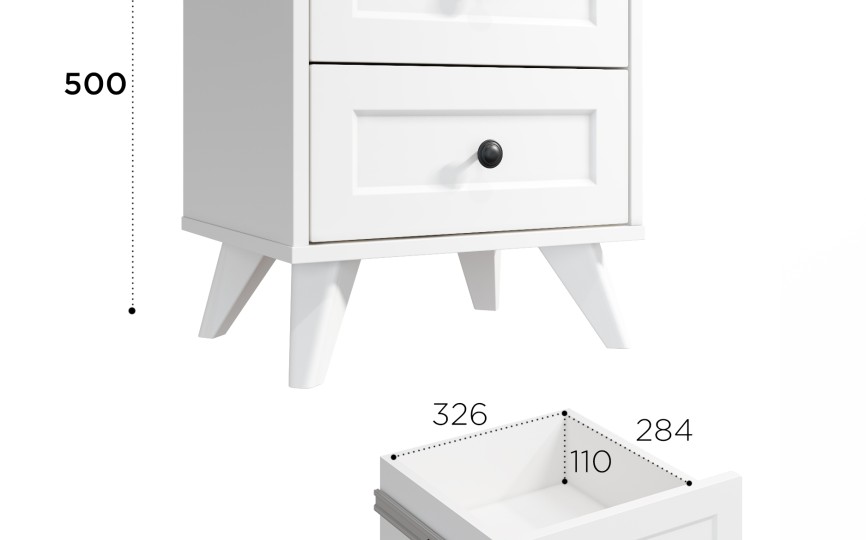 Тумба прикроватная Вильям ВМ-14 белый бриллиант/бланж